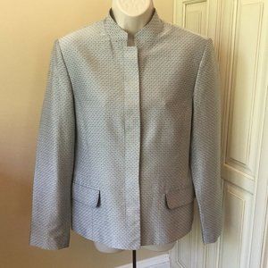 Talbots Silk Blend Geometric Hidden Button Blazer
